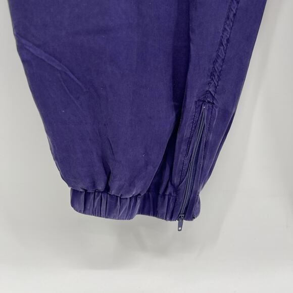 Vintage Silk Windbreaker Pants Women Large Eggplant Purple 90s Jogger Zip Ankle - Picture 4 of 11